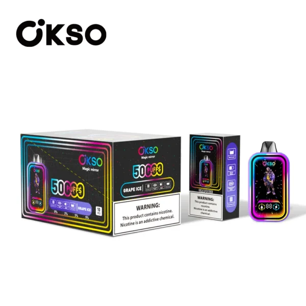 okso magic mirrow 50k disposable vape-grape ice okso-magic-mirrow-50k-disposable-vape-grape-ice