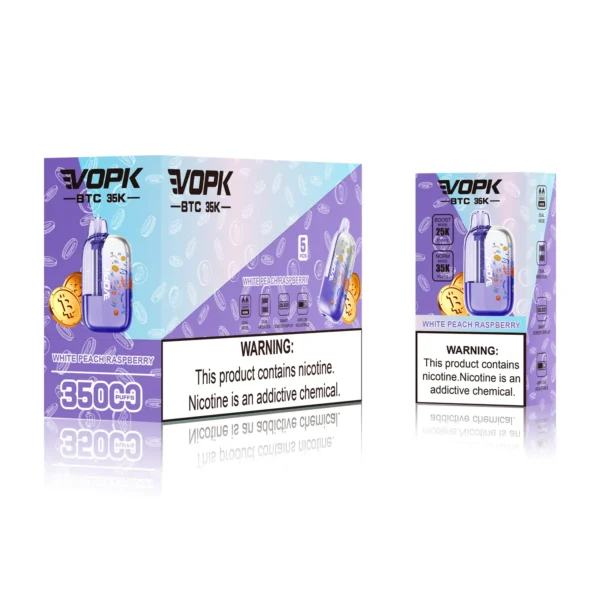 vopk btc 35000 puffs disposable vape-white peach raspberry VOPK BTC 35000 Puffs Disposable Vape With Fast Shipment